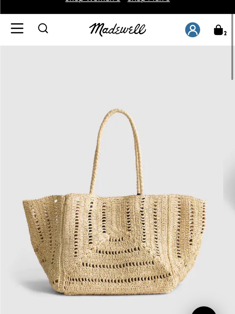 Madewell Natural Crochet Straw Shoulder Tote